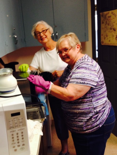 Mildred and Nell did a great job of deep cleaning the kitchen.