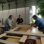 Assembling ends of the beds.