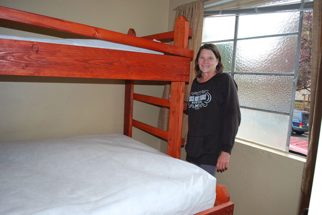 Gwendolyn, our Staff, shows off the beds!