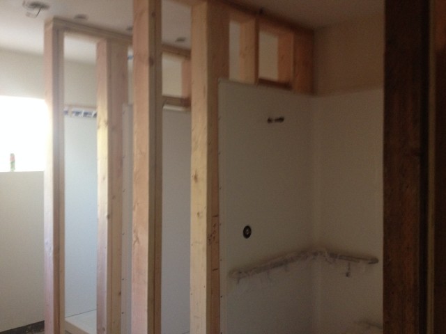 All three showers in the shower room are in and ready for the wall board.